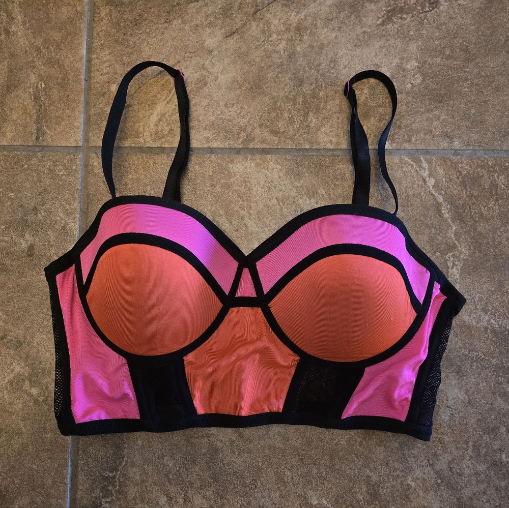 Neon Black Lined BB Longline Bustier Bra